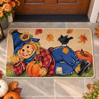 Fall Scarecrow Decorative Front Door Mat, Autumn Pumpkin Crow by Tailus