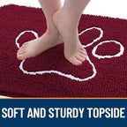 OLANLY Dog Door Mat for Muddy Paws 70x46, Paw Print Design Chenille Mud Mat - Image 4