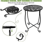 Outdoor Side Table for Small Space, Metal Outdoor Indoor Round Side Table - Image 3