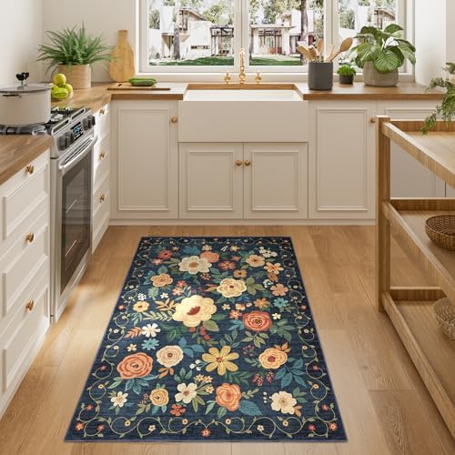 DUKINO 3x4 Area Rug, Floral Washable Rug - Image 3