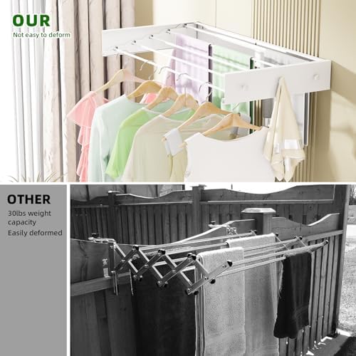 BAKON Wall Mounted Drying Rack 32'', Hidden Clothes Drying Rack - Image 4