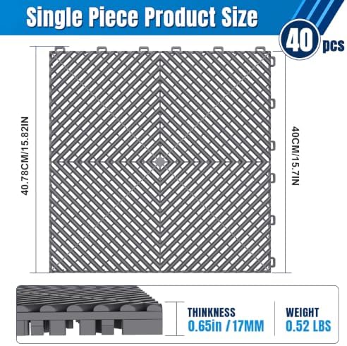 Jocoevol 40-Pcs Interlocking Tile, 15.7 x 15.7in Garage Floor Tiles - Image 2