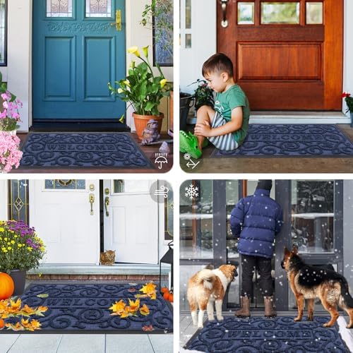 Smiry Front Door Mat Outside Entrance, Low Profile Rubber Doormat - Image 6