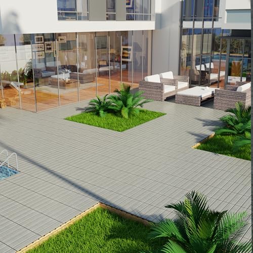 22-Pack WPC Composite Deck Tiles, 11.8" Interlocking Wood-Plastic Patio - Image 5