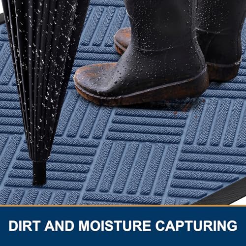 Smiry Front Door Mat Outside Entrance, Natural Rubber Doormat, 35x23 Inch - Image 3