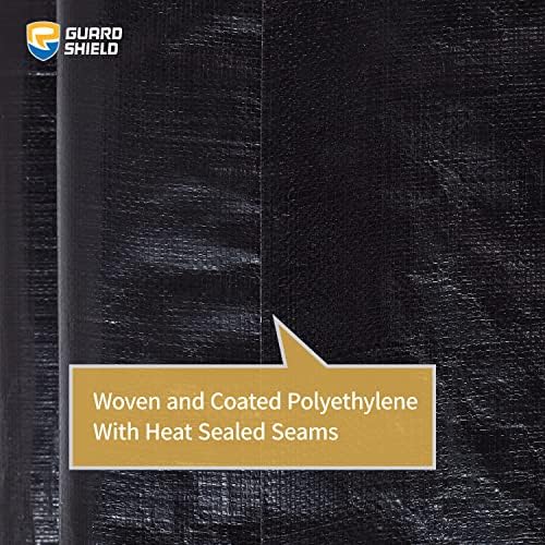GUARD SHIELD Tarps Heavy Duty Waterproof 20x20 Feet Black Poly Tarp Cover - Image 5