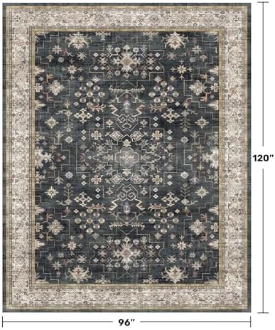 Black Farmhouse Washable 8x10 Area Rugs - Image 2