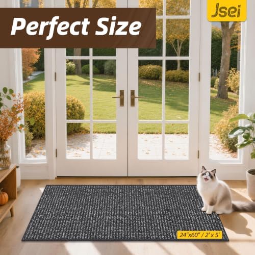 JSEI Dirt Trapper Door Mat 24" x 60", Non-Slip Washable Doormats - Image 2