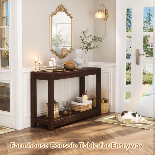Besiost Small Farmhouse Wood Entryway Table Narrow Console Table - Image 2