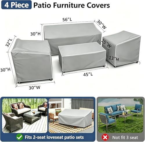 STARTWO Outdoor Furniture Cover 4 Piece Set, Regular 420D - Image 2