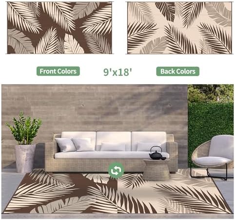 GENIMO Outdoor Rug, Waterproof Plastic Rugs 9'x18' - Image 2