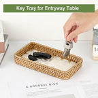 Key Basket for Entryway Table, Rattan Tray Rectangular Key Holder - Image 4