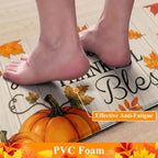 HEBE Fall Kitchen Mat Set of 2, Anti Fatigue Pumpkin Kitchen Mats - Image 3