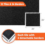 SUPERJARE 0.4'' Thick 12 Pcs 48 Sq Ft Rubber Top Exercise Equipment Mats - Image 5