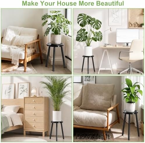 Wood Plant Stands Indoor, 16.7" Tall Plant Stand Outdoor Mid-Century Plant Stool - Image 3
