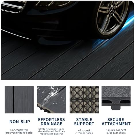 Garvee 9Pack 12" x 12" Interlocking Composite Deck Tiles, Waterproof Composite - Image 3