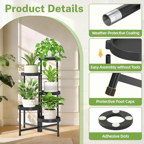 iDavosic.ly 5 Tier Folding Plastic Plant Stand Indoor, Grow Light - Image 6