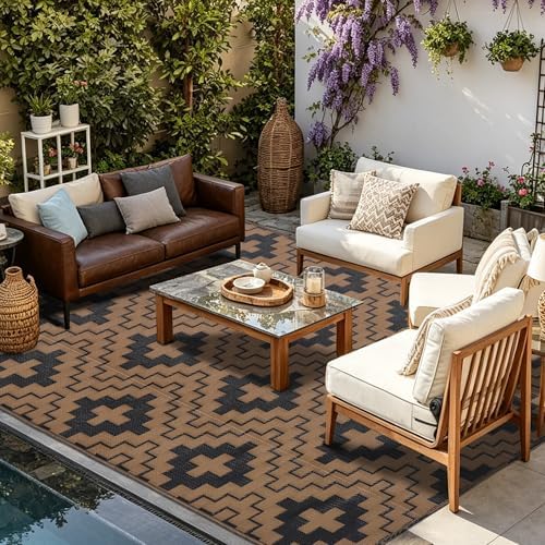 SAND MINE Waterproof Outdoor Rug 5x8 ft, Reversible Plastic Straw Area Rug - Image 5