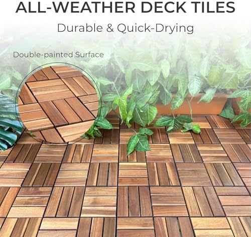 Solid Acacia Wood Interlocking Deck Tiles - Image 4