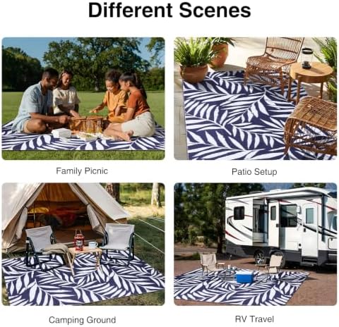 OLANLY Outdoor Rug 5x8 ft Waterproof Reversible Leaf Mat - Image 7