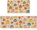 Fall Kitchen Mats Set of 2, Autumn Pumpkin Maple Leaf Kitchen Rugs by VISSTREE