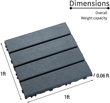 Plastic Interlocking Deck Tiles, 44 Pack Patio Deck Tiles, Patio Floor Decking - Image 2