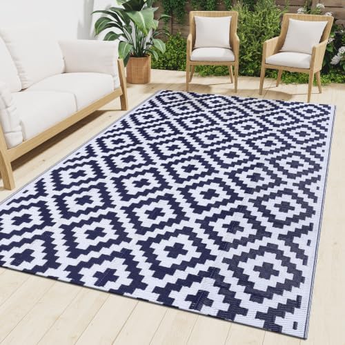 Smiry Outdoor Rug 10x14 ft Waterproof Reversible Boho Mat by Smiry
