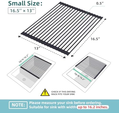 Ohuhu Roll Up Dish Racks, 16.5" L x 13" W Over The Sink Dish Drainer Drying - Image 2