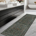 Dark Green 2x7 Long Washable Runner Rug Non Slip, Throw Rugs Runners by HazoHaus