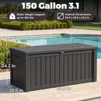 Outdoor Storage Box, 150 Gallon Waterproof Deck Box - Image 2