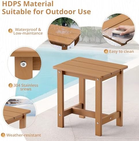 LUE BONA Outdoor Side Table, HDPS Small Outdoor Table, Adirondack Side Table - Image 6