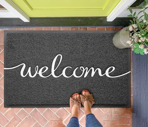 KILOCOCO Welcome Mat Front Door Mat Black Outdoor Doormat - Image 4