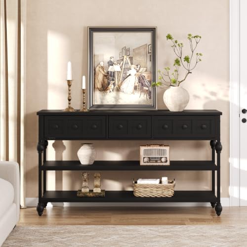 Garvee 52" Console Table with 3 Drawers, Roman Column Entryway Table, Narrow - Image 4