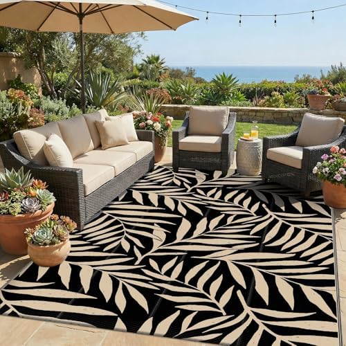Smiry Outdoor Rug 5x8 ft Waterproof Reversible Leaf Mat by Smiry