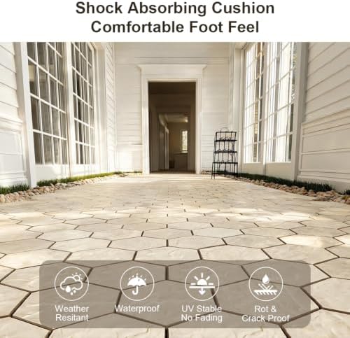 JJWOOD Hexagonal Stone-Look Interlocking Deck Tiles, Matte Rock Texture Outdoor - Image 3
