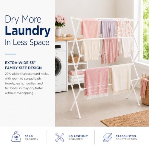 Honey-Can-Do Oversized Clothes Drying Rack, Extra-Wide 35", 50 lb - Image 3