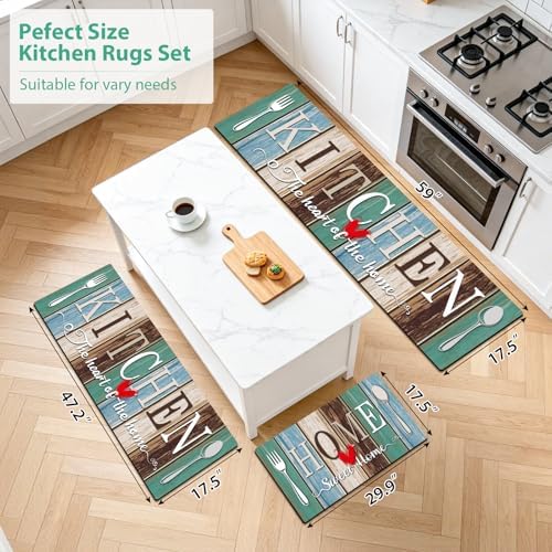 Kitchen Rugs Set 3 Piece, Non Slip Kitchen Mat - Image 2
