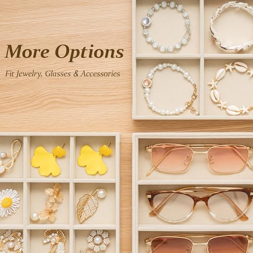 pickpiff Drawer Jewelry Organizer & Display Trays: 2pcs 12grid Velvet Stackable - Image 6