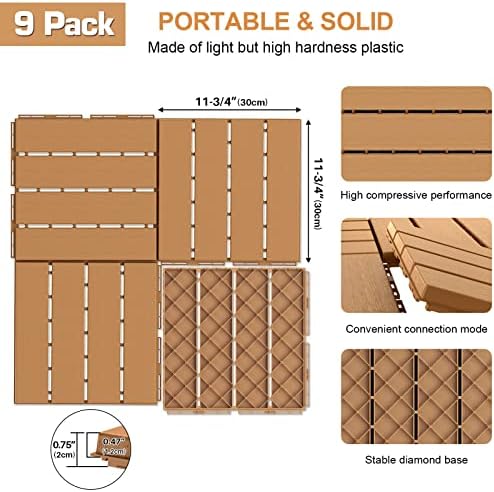 Goovilla Plastic Interlocking Deck Tiles, 9 Pack - Image 3