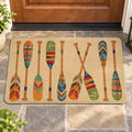 Lake House Welcome Front Door Mat, Boho Vintage Boat Paddle by Livcoz