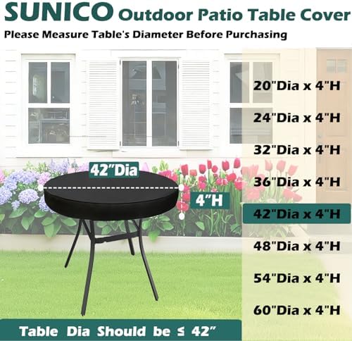 SUNICO Outdoor Table Covers Waterproof Round 42" Dia - Image 2