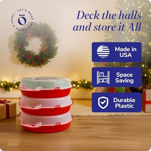 HOMZ Holiday Storage 24" Clear Plastic Wreath Container, 3 Pack - Image 6