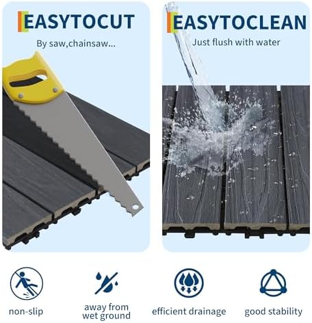 9-Pack 12"X12" Composite Interlock Deck Tiles – Waterproof Interlocking Flooring - Image 4