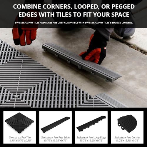 Swisstrax Ribtrax Smooth PRO Garage Floor Tiles, Jet Black - Image 4