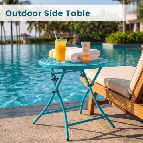 TeoKJ Folding Outdoor Side Table, No Assembly Patio Table - Image 4