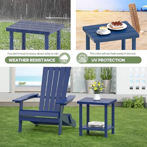 Outdoor Side Table with 2-Tier, Bamboo Small Patio Adirondack Tables - Image 5