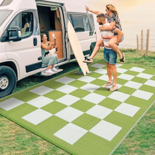 Garvee Waterproof Outdoor Rug 9x12 Plastic Straw Reversible Carpet Modern - Image 3