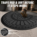 Mibao Half Round Door Mat, Non-Slip Welcome Entrance Way Durable Rubber - Image 2