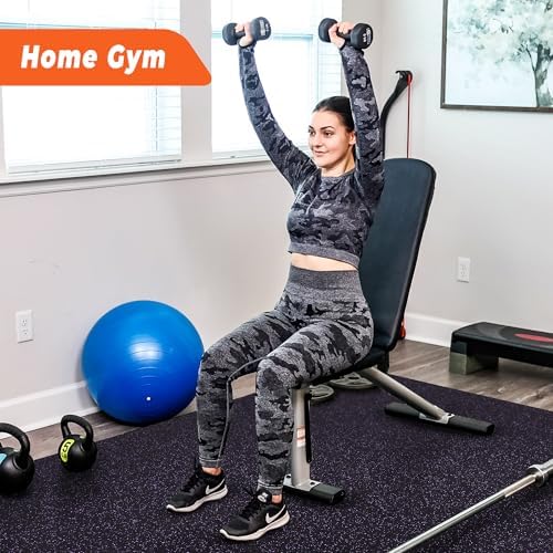 SUPERJARE 0.4'' Thick 12 Pcs 48 Sq Ft Rubber Top Exercise Equipment Mats - Image 2