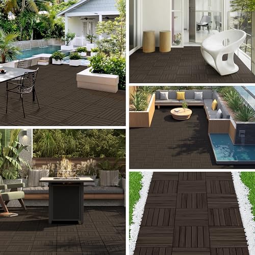 Yaheetech 54PCS Deck Tiles Acacia Wood Interlocking Outdoor Flooring - Image 6